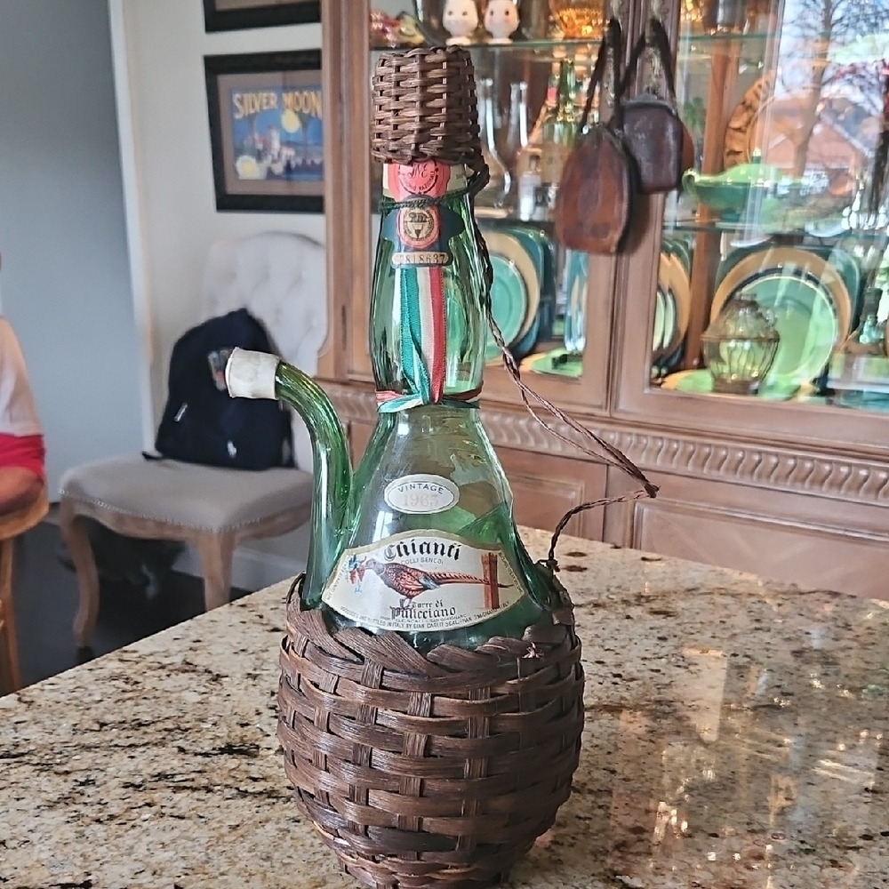 Rustic Green and Brown Woven Bar Accessory Demijohn